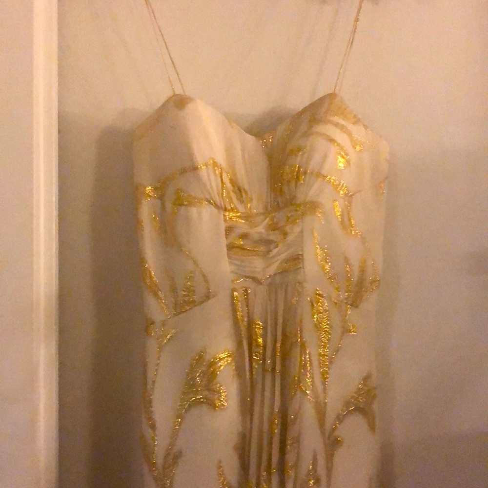 Aidan Mattox White & Gold Mini Dress